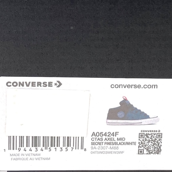 Converse Chuck Taylor Axel Canvas Black Red Mid Top Women Kid Shoe Skate A05424F - Picture 7 of 8